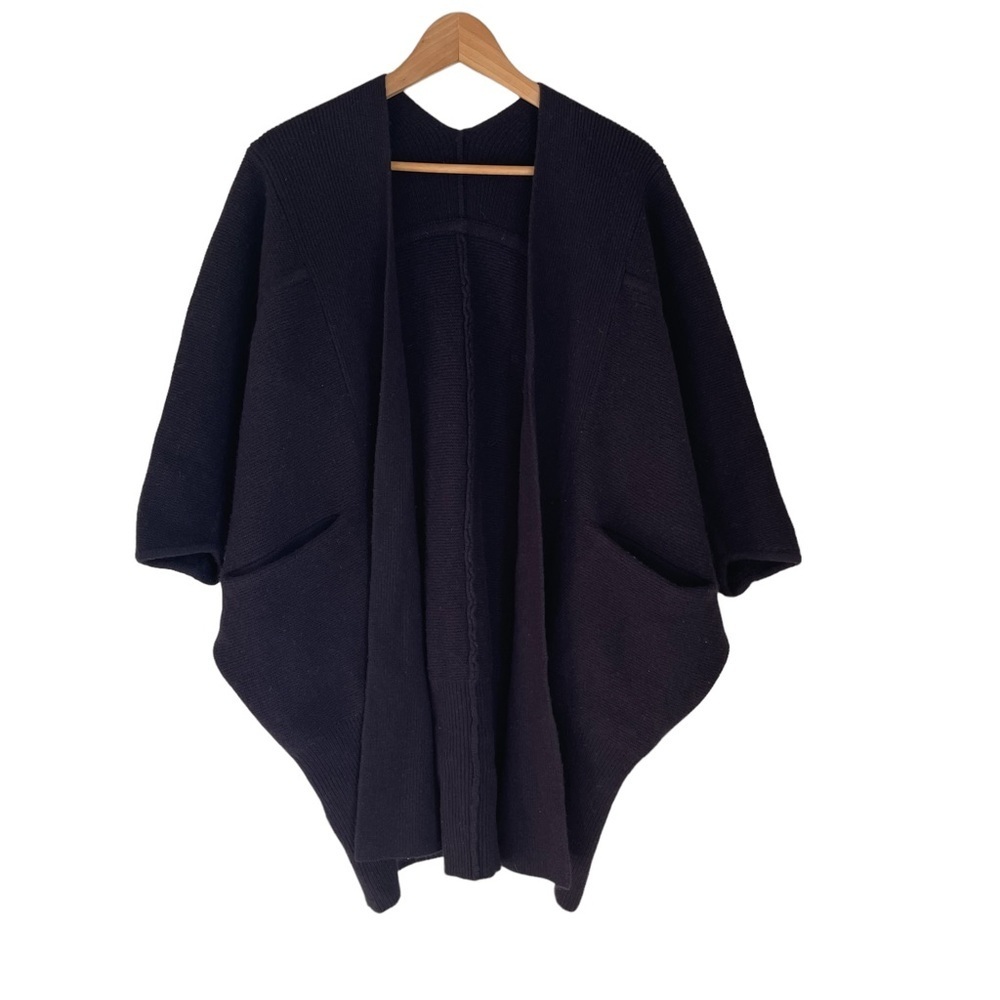 Cashmere & Wool Blend Women's Black Oversize Open Front Cardigan Sweater